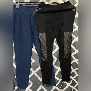 A New day Navy Blue Leggings size Medium& Bar III Womens XS Deep Black Faux